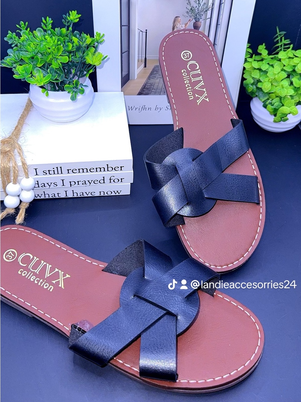 Black Cross-Strap Sandals